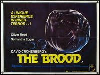 5a054 BROOD British quad '79 David Cronenberg, creepy artwork of monster in embryo!