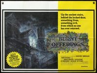 5a060 BURNT OFFERINGS British quad '76 great horror art of lit window in spooky mansion!