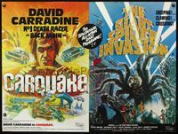 5a064 CANNONBALL/GIANT SPIDER INVASION British quad '70s action double-bill, art of giant spider!