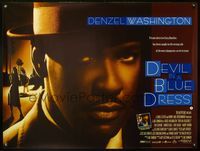 5a091 DEVIL IN A BLUE DRESS British quad '95 great close-up image of Denzel Washington!