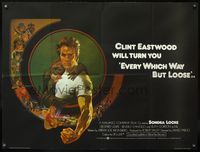 5a113 EVERY WHICH WAY BUT LOOSE British quad '78 art of Eastwood & Clyde the orangutan by Bob Peak!