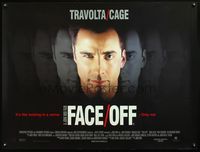 5a119 FACE/OFF DS British quad '97 John Travolta and Nicholas Cage switch faces, John Woo sci-fi!