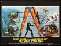 5a128 FOR YOUR EYES ONLY British quad '81 no one comes close to Roger Moore as James Bond 007!