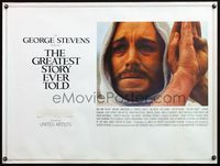 5a140 GREATEST STORY EVER TOLD close-up British quad '65 George Stevens, Max von Sydow as Jesus!