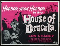 5a154 HOUSE OF DRACULA British quad R50s Lon Chaney Jr., John Carradine, horror upon horror!