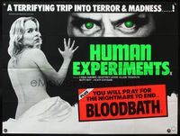 5a156 HUMAN EXPERIMENTS/BLOODBATH British quad '80s a terrifying trip into terror & madness!