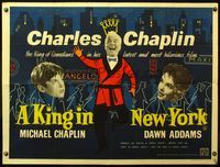 5a189 KING IN NEW YORK British quad '57 Charlie Chaplin, Michael Chaplin, Dawn Addams!