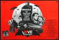 5a210 LOVE AT FIRST BITE British quad '79 AIP, wacky vampire image of George Hamilton as Dracula!