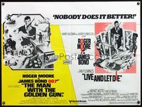 5a215 MAN WITH THE GOLDEN GUN/LIVE & LET DIE British quad '70s Roger Moore James Bond double-bill!