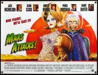 5a218 MARS ATTACKS! DS British quad '96 directed by Tim Burton, great Philip Castle art of aliens!