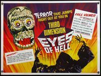 5a220 MASK British quad '61 3-D horror, terror that jumps right out at you, Eyes of Hell!