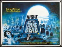 5a242 NIGHT OF THE LIVING DEAD British quad R80s George Romero zombie classic, art by Chantrell!