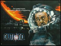 5a256 OUTLAND British quad '81 different art of Sean Connery as the only law on Jupiter's moon!