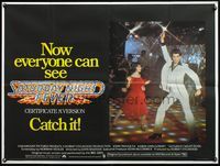 5a294 SATURDAY NIGHT FEVER A version British quad '77 best image of disco dancer John Travolta!