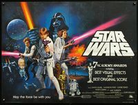 5a320 STAR WARS awards British quad '77 George Lucas classic sci-fi epic, great art by Chantrell!