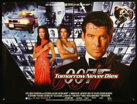 5a345 TOMORROW NEVER DIES DS British quad '97 Pierce Brosnan as James Bond 007, Michelle Yeoh!