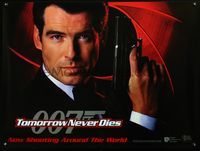 5a346 TOMORROW NEVER DIES DS teaser British quad '97 image of Pierce Brosnan as James Bond 007!