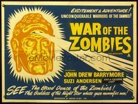 5a360 WAR OF THE ZOMBIES British quad '65 John Drew Barrymore, unconquerable warriors of the damned