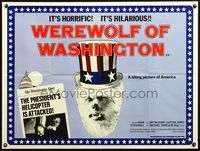 5a362 WEREWOLF OF WASHINGTON British quad '73 wacky image of wolfman in Uncle Sam hat!