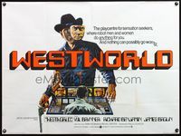 5a363 WESTWORLD British quad '73 Michael Crichton, different art of robot cowboy Yul Brynner!