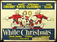 5a364 WHITE CHRISTMAS British quad R60s art of Bing Crosby, Danny Kaye, Rosemary Clooney & Ellen!