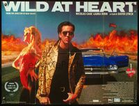5a366 WILD AT HEART British quad '90 David Lynch, Nicolas Cage & sexy Laura Dern w/Thunderbird!