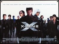 5a369 X-MEN 2 advance British quad '03 great image of Hugh Jackman, sexy Halle Berry & cast!