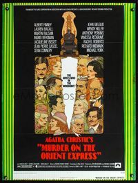 5a600 MURDER ON THE ORIENT EXPRESS 1sh '74 Agatha Christie, great art of cast by Richard Amsel!