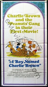 5b119 BOY NAMED CHARLIE BROWN 3sh '70 baseball art of Snoopy & the Peanuts by Charles M. Schulz!