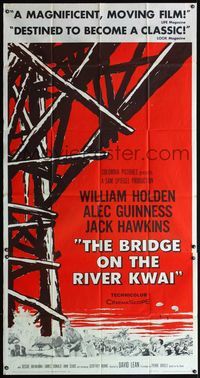 5b121 BRIDGE ON THE RIVER KWAI pre-Awards 3sh '58 William Holden, Alec Guinness, David Lean classic!