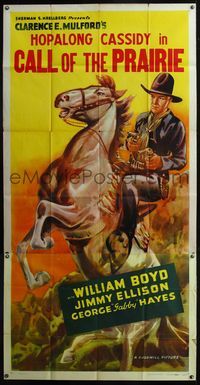 5b124 CALL OF THE PRAIRIE 3sh R40s fantastic art of Hopalong Cassidy with guns on rearing horse!