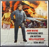 5b026 HELLFIGHTERS 6sh '69 John Wayne as fireman Red Adair, Katharine Ross, art of blazing inferno!