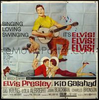 5b039 KID GALAHAD 6sh '62 art of Elvis Presley singing with guitar, boxing, and romancing!