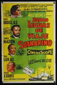 5b364 20,000 LEAGUES UNDER THE SEA Argentinean '55 Jules Verne, different art of cast headshots!