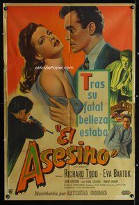 5b368 ASSASSIN Argentinean '52 Richard Todd, sexy Eva Bartok, her beauty led to crime!