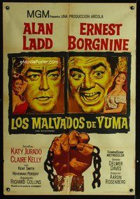 5b372 BADLANDERS Argentinean '58 art of Alan Ladd & Ernest Borgnine + shackled fist holding chain!