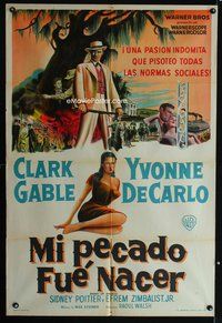 5b374 BAND OF ANGELS Argentinean '57 Clark Gable buys beautiful slave mistress Yvonne De Carlo!