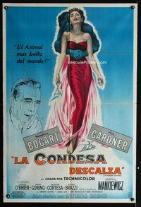 5b375 BAREFOOT CONTESSA Argentinean '54 artwork of Humphrey Bogart & sexy full-length Ava Gardner!