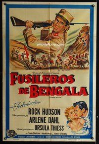 5b382 BENGAL BRIGADE Argentinean '54 Rock Hudson & Arlene Dahl romancing and fighting in India!