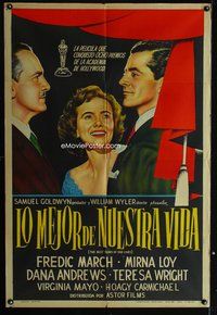 5b386 BEST YEARS OF OUR LIVES Argentinean R50s art of Fredric March, Teresa Wright & Dana Andrews!