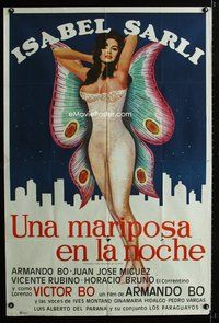 5b602 BUTTERFLY IN THE NIGHT Argentinean '65 art of sexiest Isabel Sarli with butterfly wings!