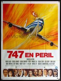 5c006 AIRPORT 1975 French 1p '74 Charlton Heston, Karen Black, aviation accident art!