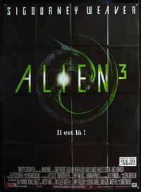 5c008 ALIEN 3 French 1p '92 sci-fi sequel, cool monster title design image!