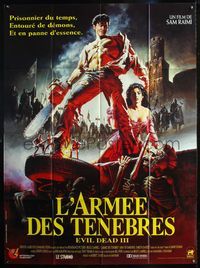 5c019 ARMY OF DARKNESS French 1p '93 Sam Raimi, great artwork of Bruce Campbell with chainsaw hand!