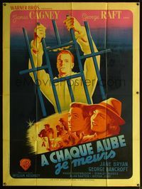 5c082 EACH DAWN I DIE French 1p R40s Roger Jacquier art of James Cagney behind bars & George Raft!