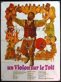 5c089 FIDDLER ON THE ROOF French 1p '72 cool artwork of Topol & cast by Ted CoConis!