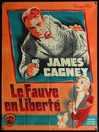 5c124 KISS TOMORROW GOODBYE French 1p '50 different art of James Cagney pointing gun by Pigeot!