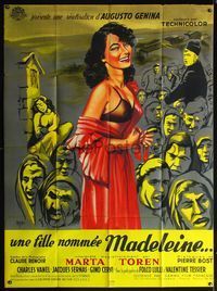 5c137 MADDALENA French 1p '54 full-length art of sexy barely-dressed Marta Toren by Delfo!