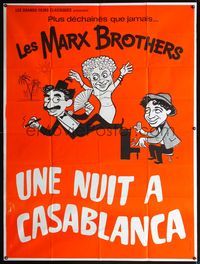 5c148 NIGHT IN CASABLANCA French 1p R60s cartoony art of The Marx Brothers, Groucho, Chico & Harpo