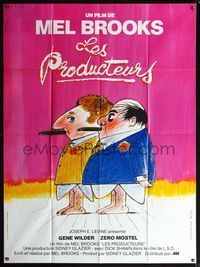 5c159 PRODUCERS French 1p R1980s Mel Brooks, different art of Zero Mostel & Gene Wilder by Bourduge!